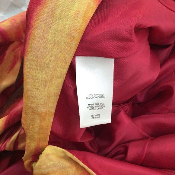 Jones New York dress 100% cotton orange red yellow pink fit & flare  size 12 - Picture 7 of 14